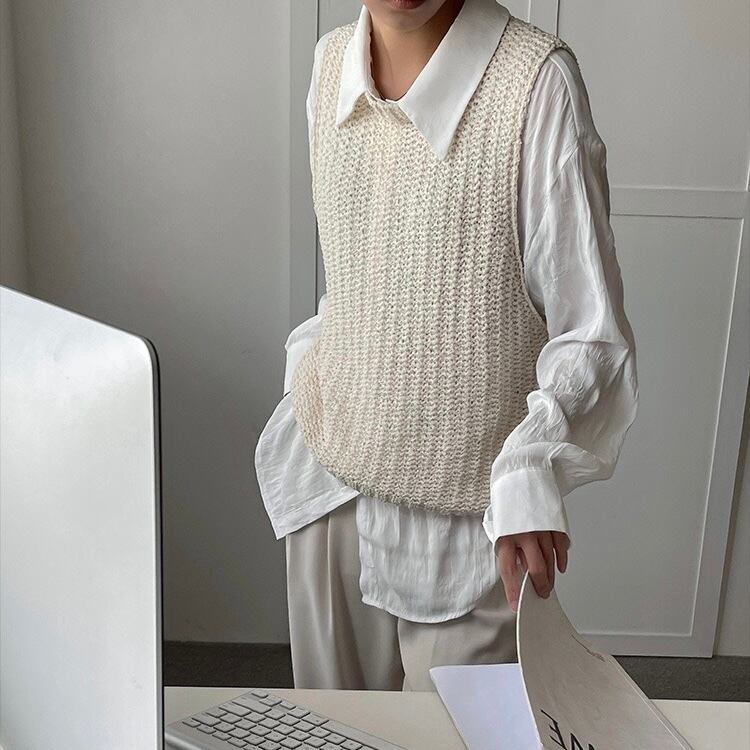 21先行aw商品 背中開きローゲージニットベスト Lmxm449 Lobelie Exciting For 手頃なファッションを楽しむ