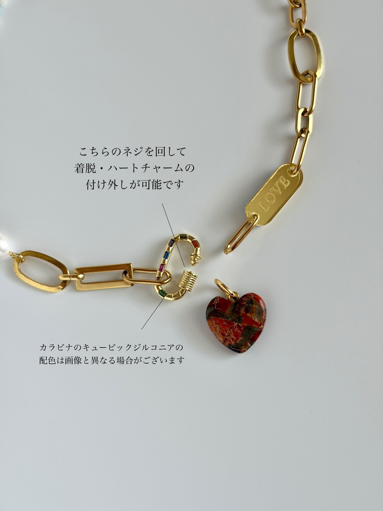 ［select charm］pearl×stone gold necklace［GSN091］
