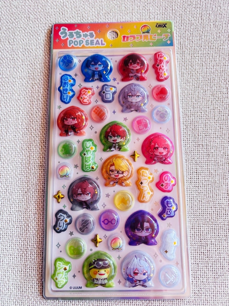 うるちゅるPOP SEAL カラフルピーチ・ミニキャラ/アップ X10