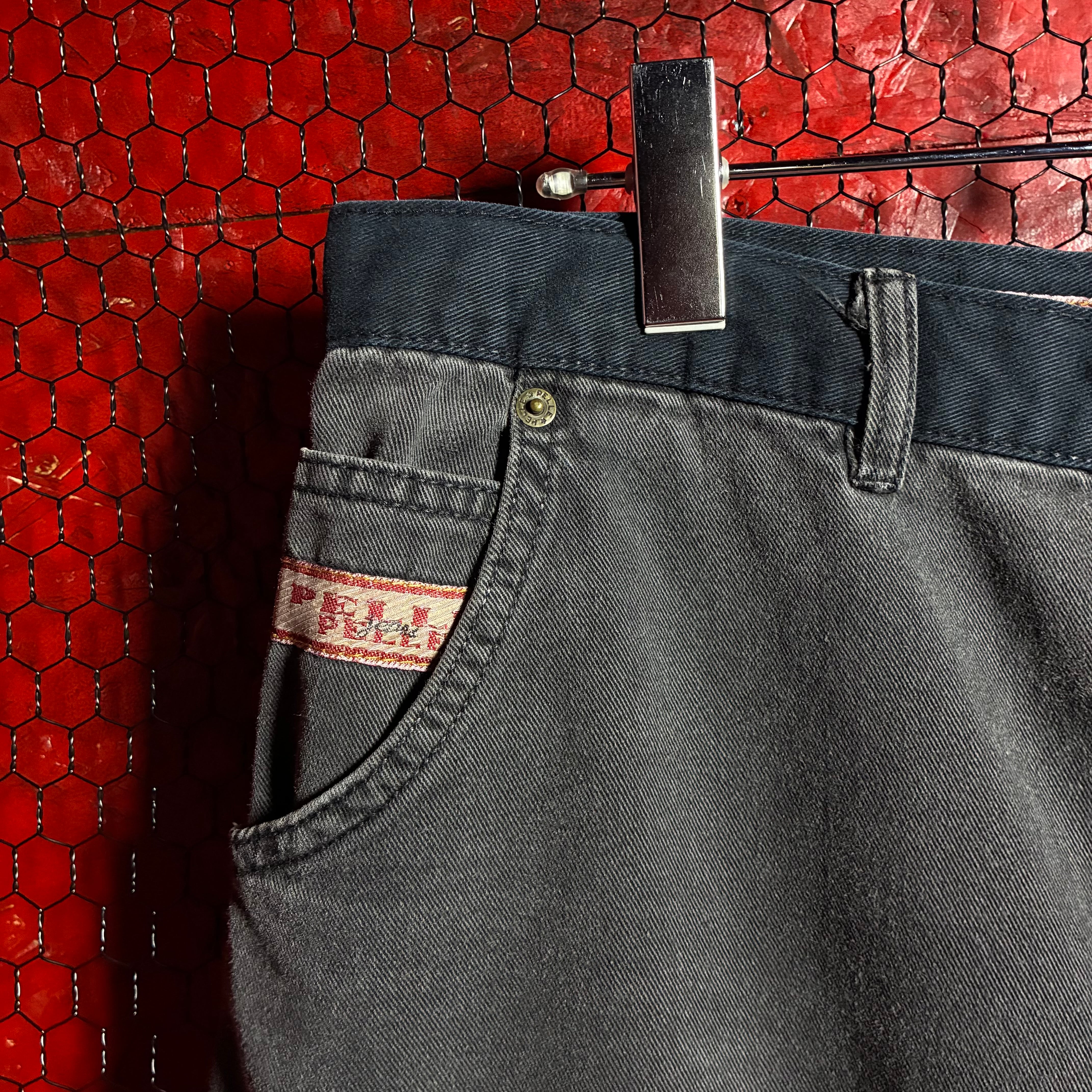 PELLE PELLE Hip Hop ブラックデニムショーツ 膝下 W36 ペレペレ