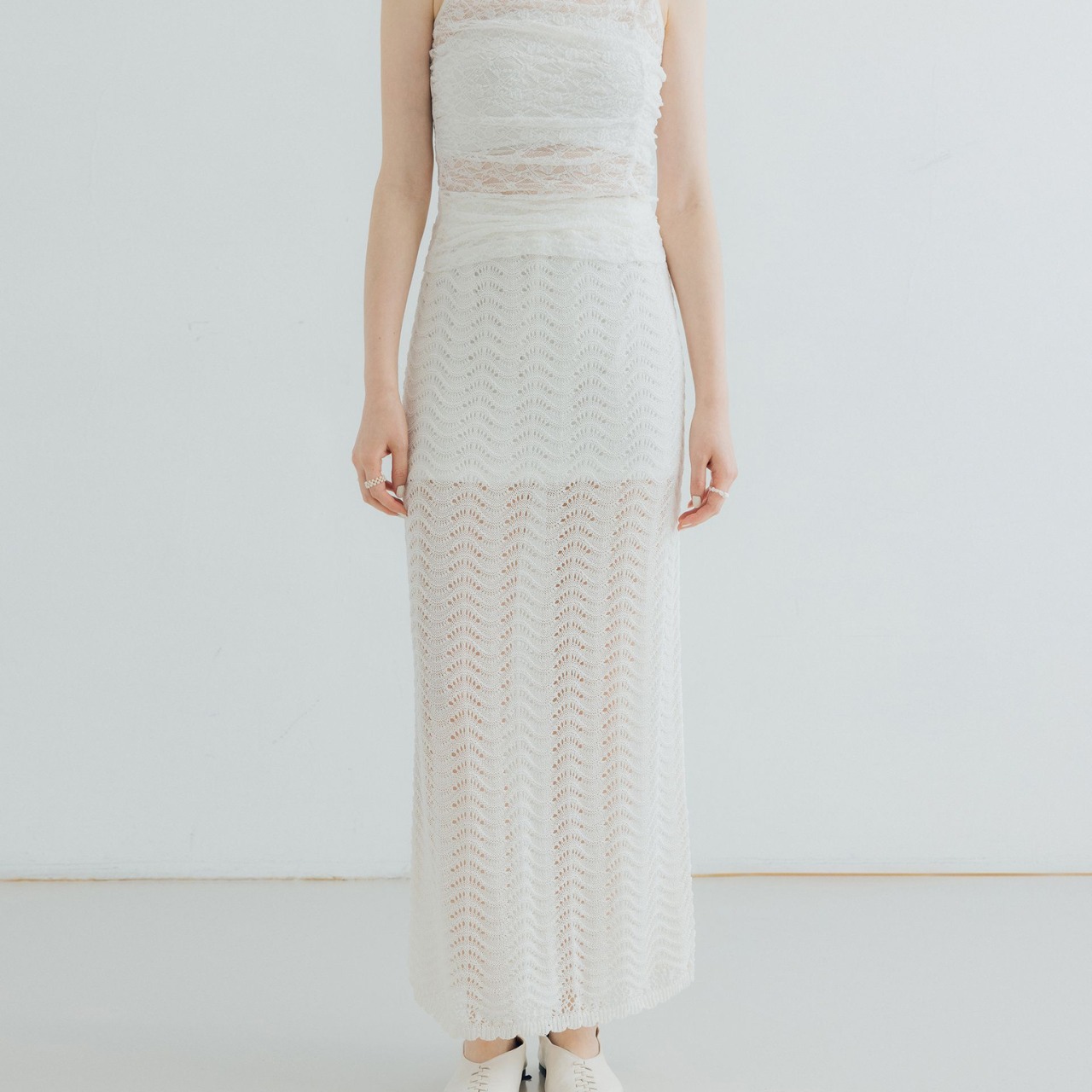 Sheer Crochet Mermaid Long Skirt T3543