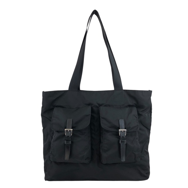 PRADA プラダ ハンドバッグ ブラック ナイロン ダブルポケット トートバッグ b10311 vintage ヴィンテージ オールド 3nmrcn