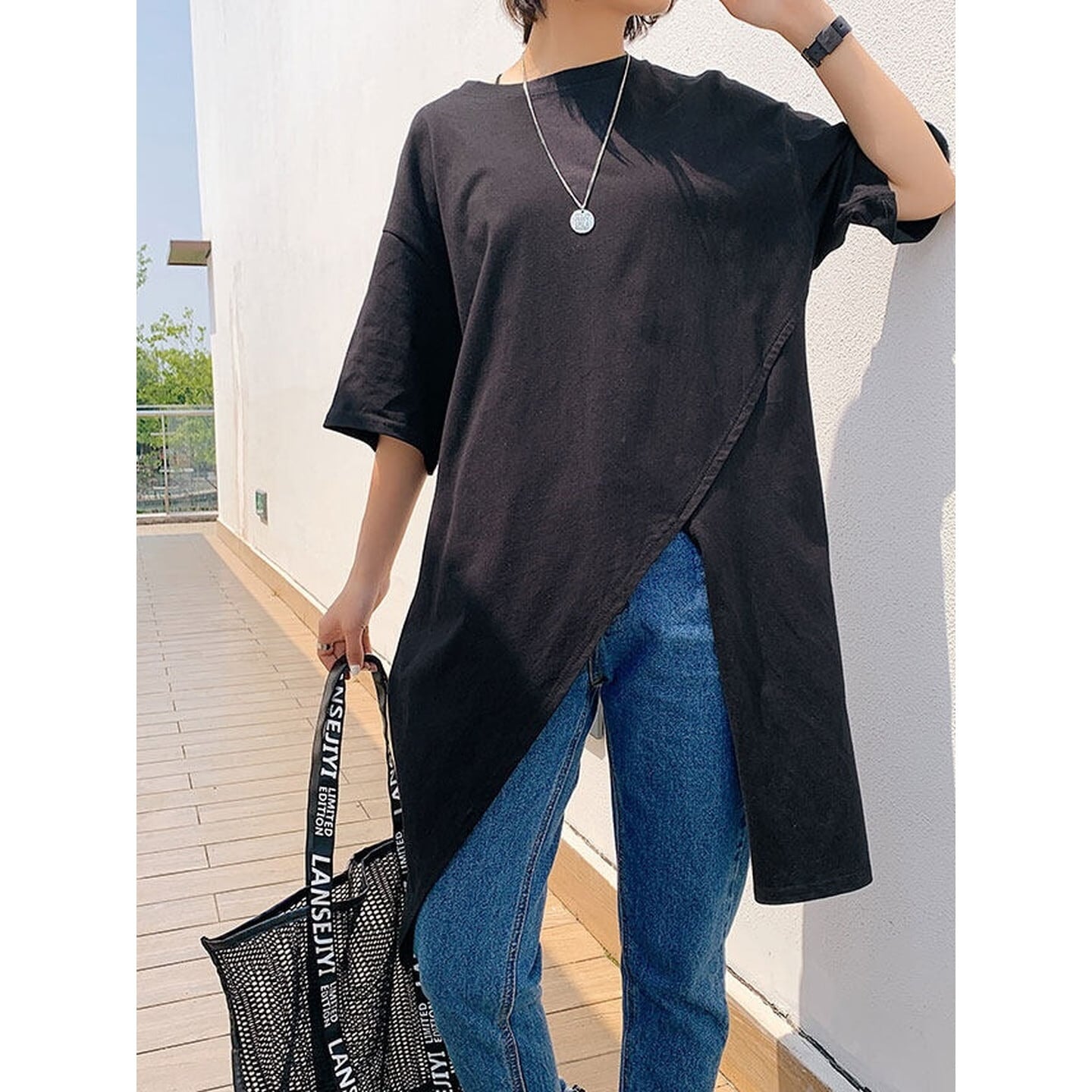 アシンメトリー ロングTシャツ 2color RA3340