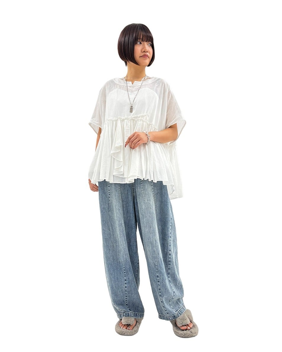 SALE【ayane】麻混デニムバレルレッグパンツ 826502 アヤン | red earth