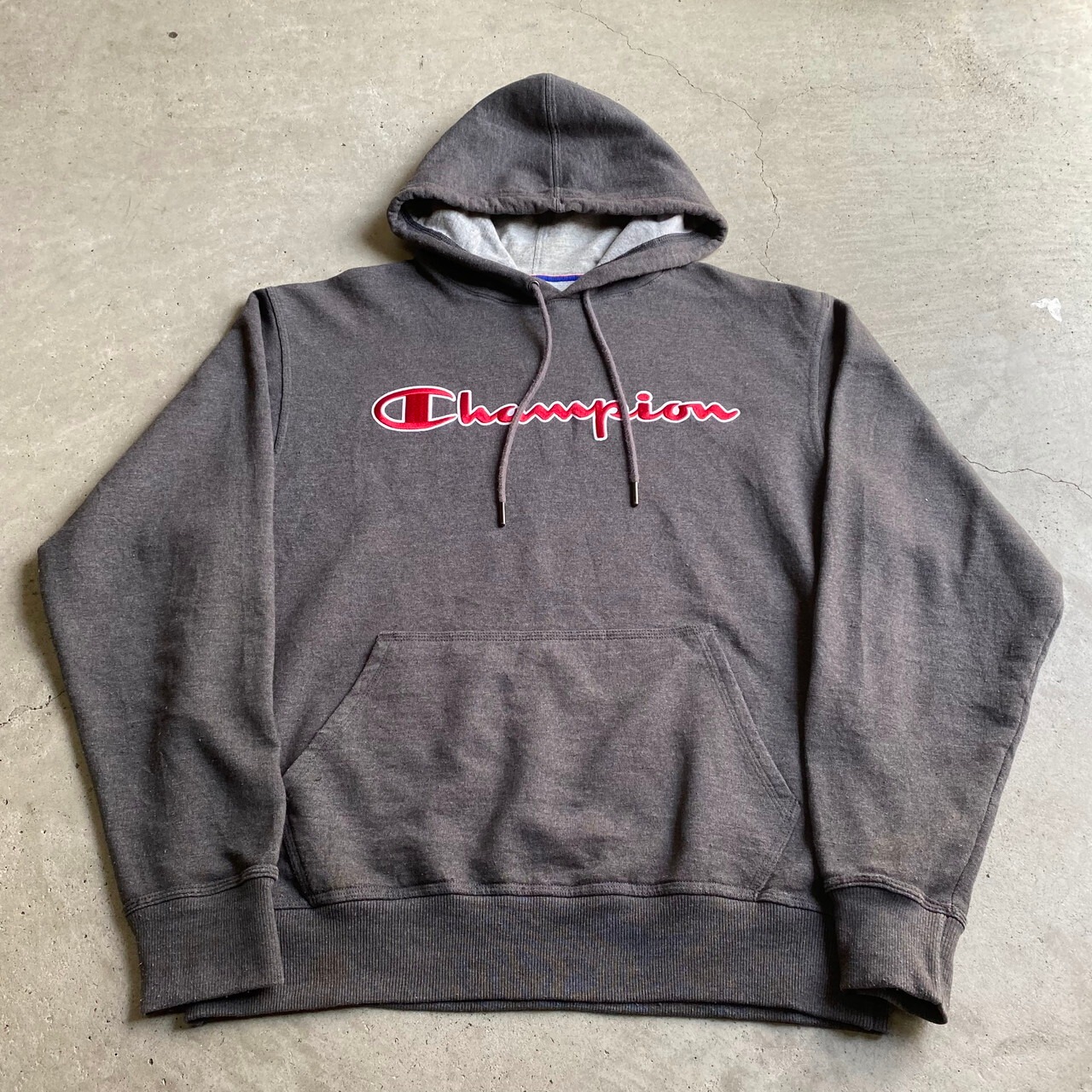 Champion チャンピオン ビッグロゴ 刺繍 裏起毛 プルオーバーパーカー 