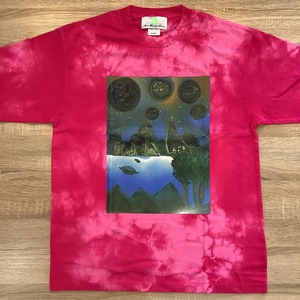 World of blue ( 深青の世界 )  タイダイ染めTシャツ  マーブルピンク