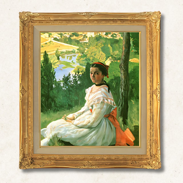 直筆仕上げ油絵　【フレデリック・バジール】村の眺め   F10　絵画 アート インテリア   人物画