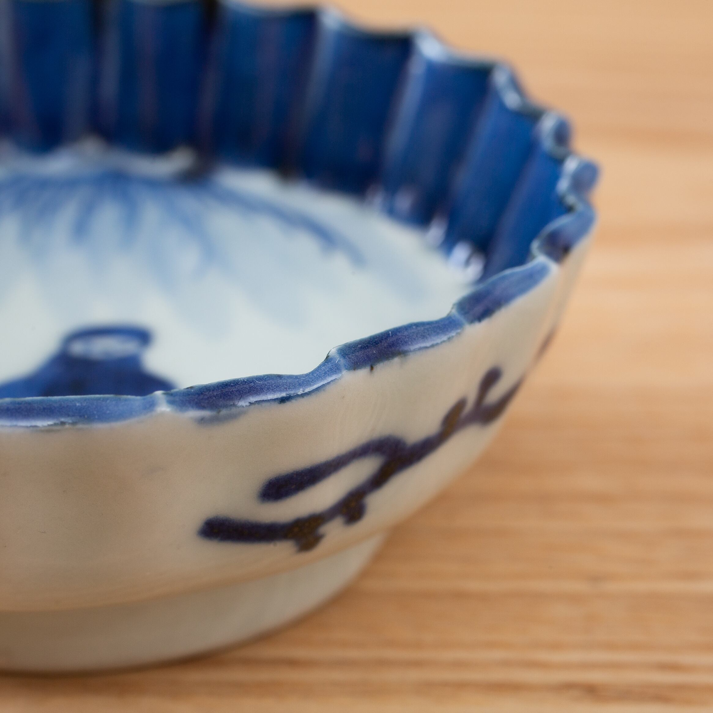 伊万里 染付 柳に唐子図 豆皿 小皿 かわいい骨董 アンティーク 生活