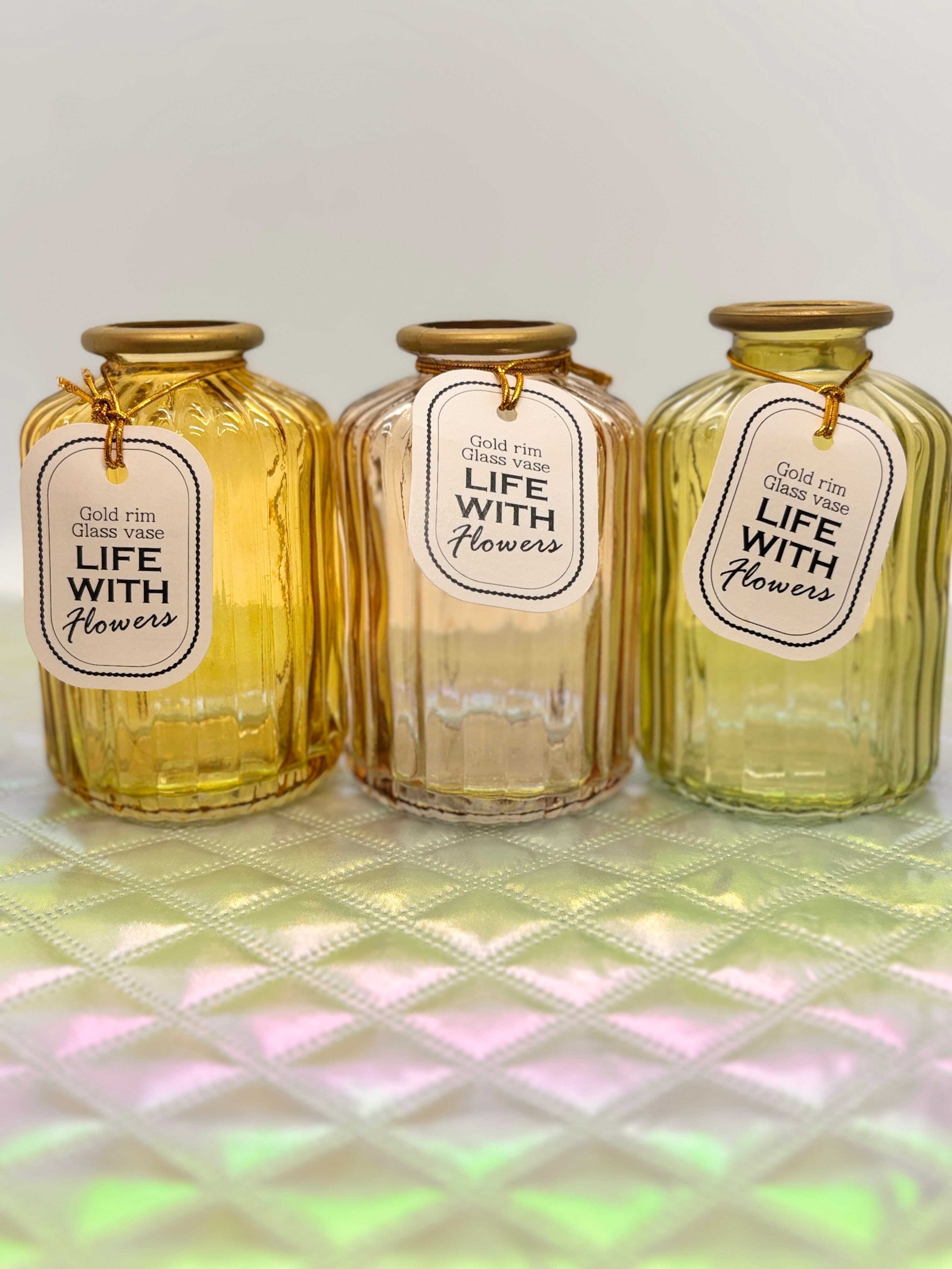 ゴールドリムグラスベースボトル