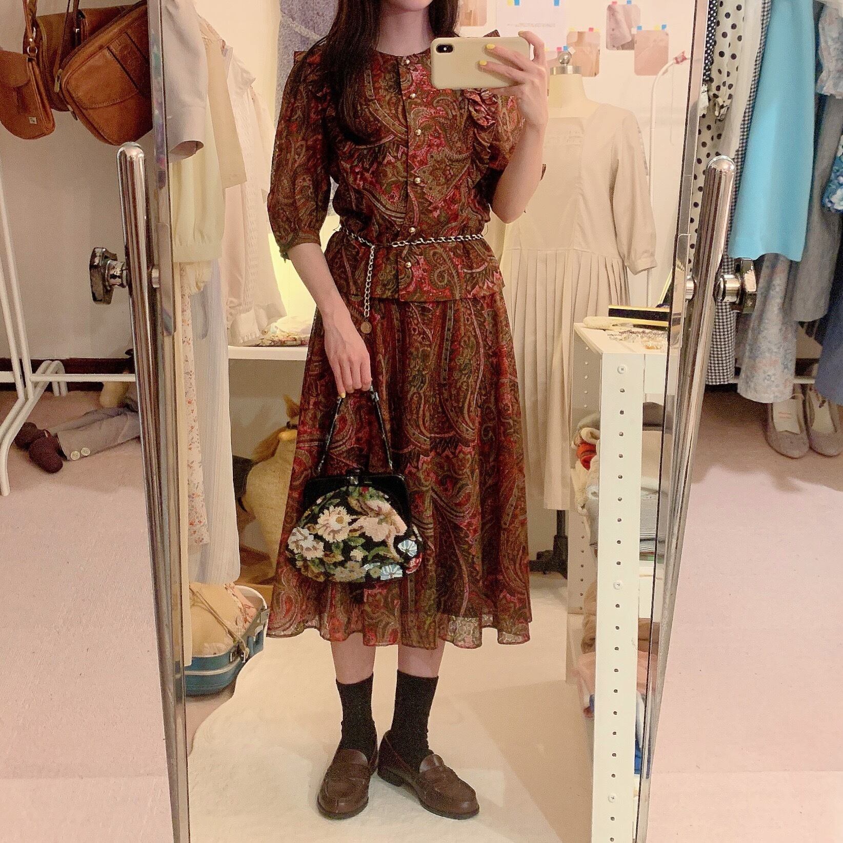 flower beads mini purse bag