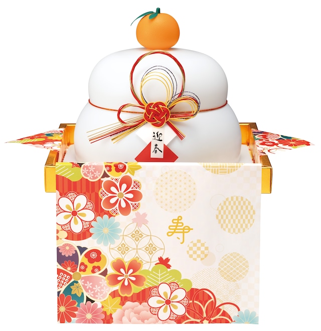 企業、店舗様向き大型タイプ:ドーンと角切餅40個入り!! 2Kg/ 花かざり5号 お供え餅