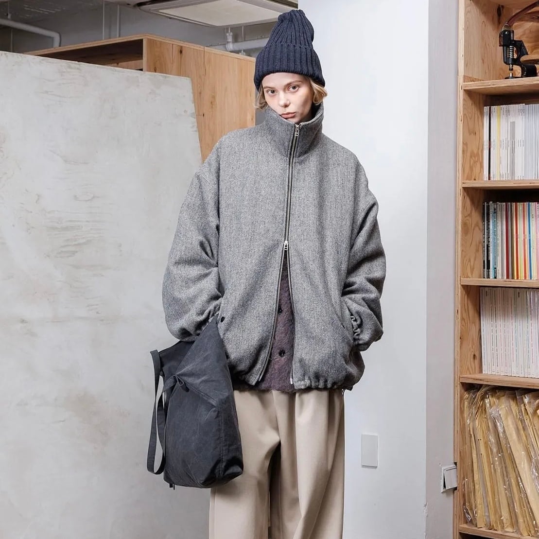 VOAAOV』WOOL LINEN HERRINGBONE Blouson | SUKIKIRAI