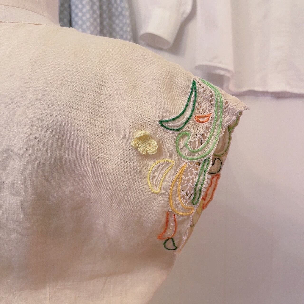 remake / leaf embroidery one-piece