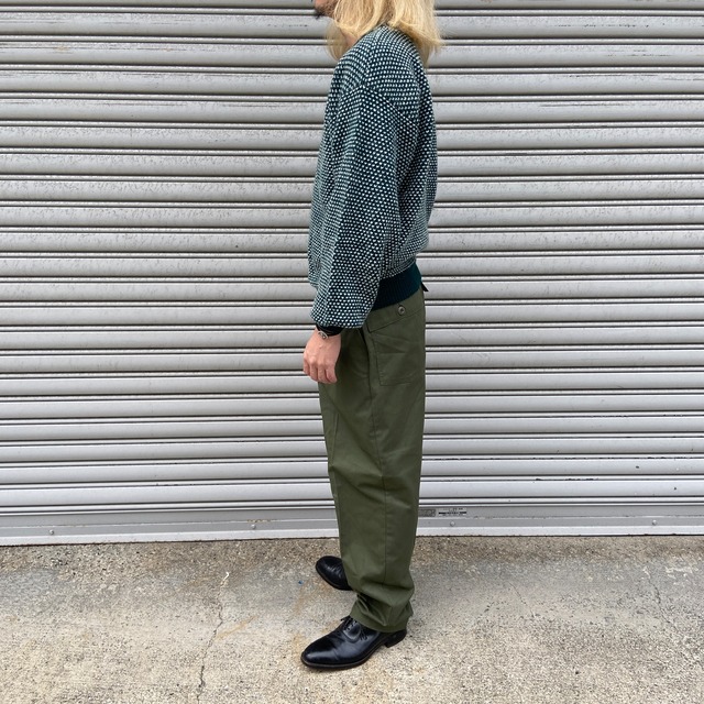 80s 90s EddieBauer 黒タグ バーズアイ柄ニット グリーン M