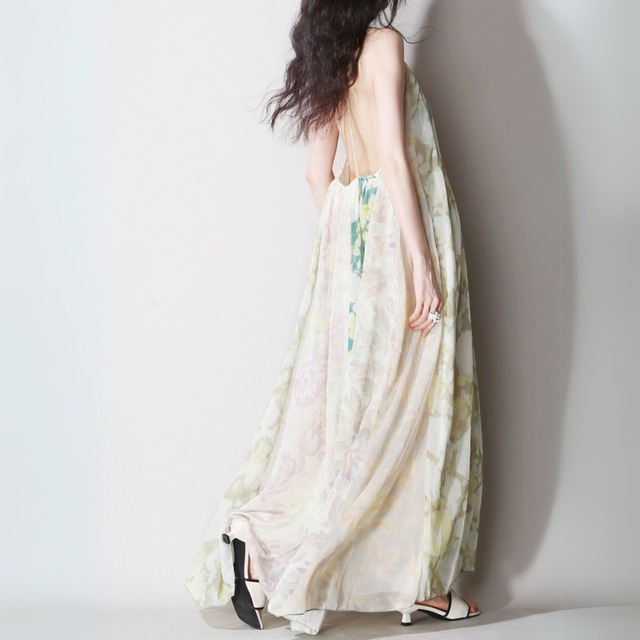 バックレスキャミソールワンピース　00748