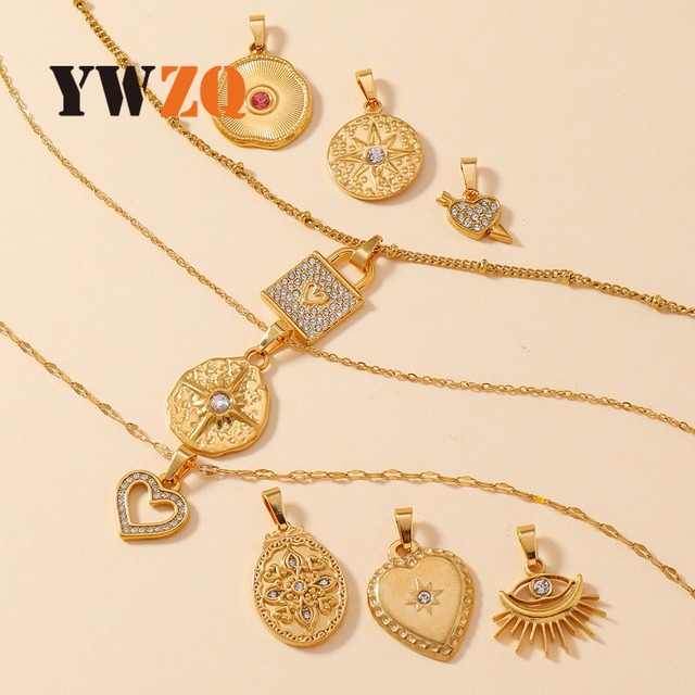 シングルペンダント欧米風鋳造ステンレスネックレスブレスレットアクセサリー創意愛八芒星ダイヤモンドDIYペンダント
