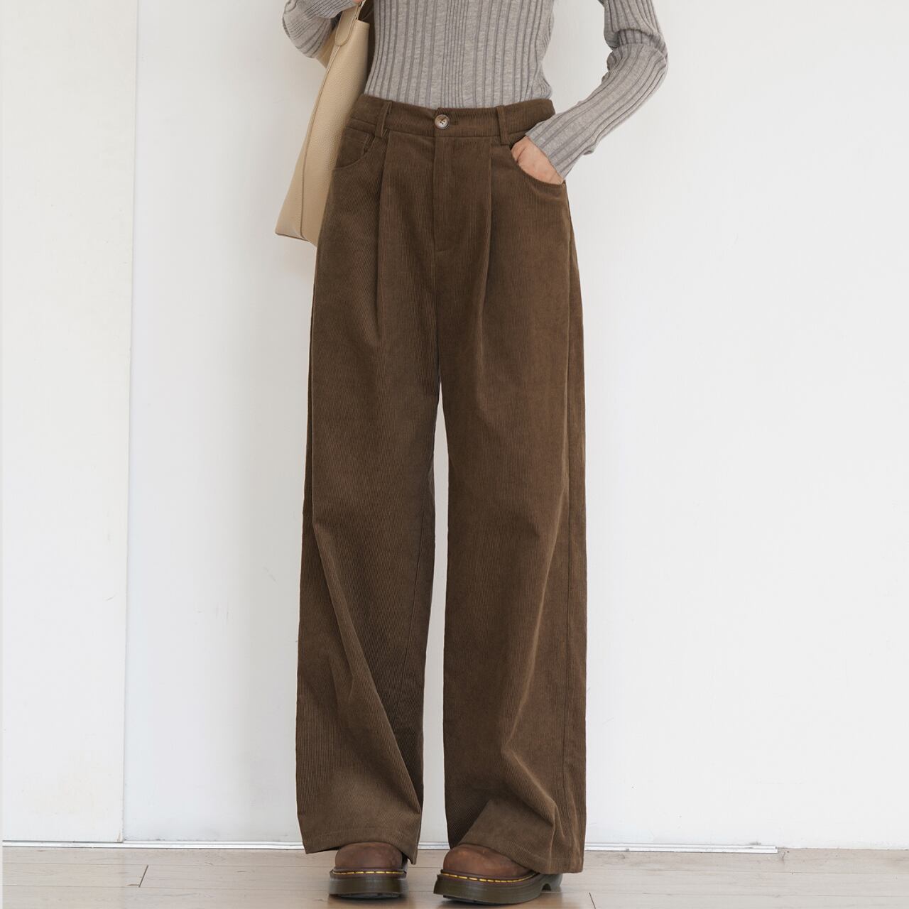 コーデュロイタックワイドパンツ a0272