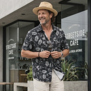 アメリカン ボタニカルオープンカラーシャツ　S2485