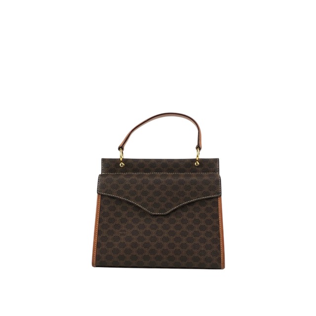 CELINE セリーヌ マカダム ショルダーバッグ ブラウン ガンチーニ PVC 2WAY vintage ヴィンテージ オールド kgm5ej