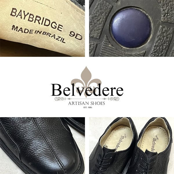 1点物◇ブラジル製BELVEDERE黒革靴レザーシューズ古着メンズ27D