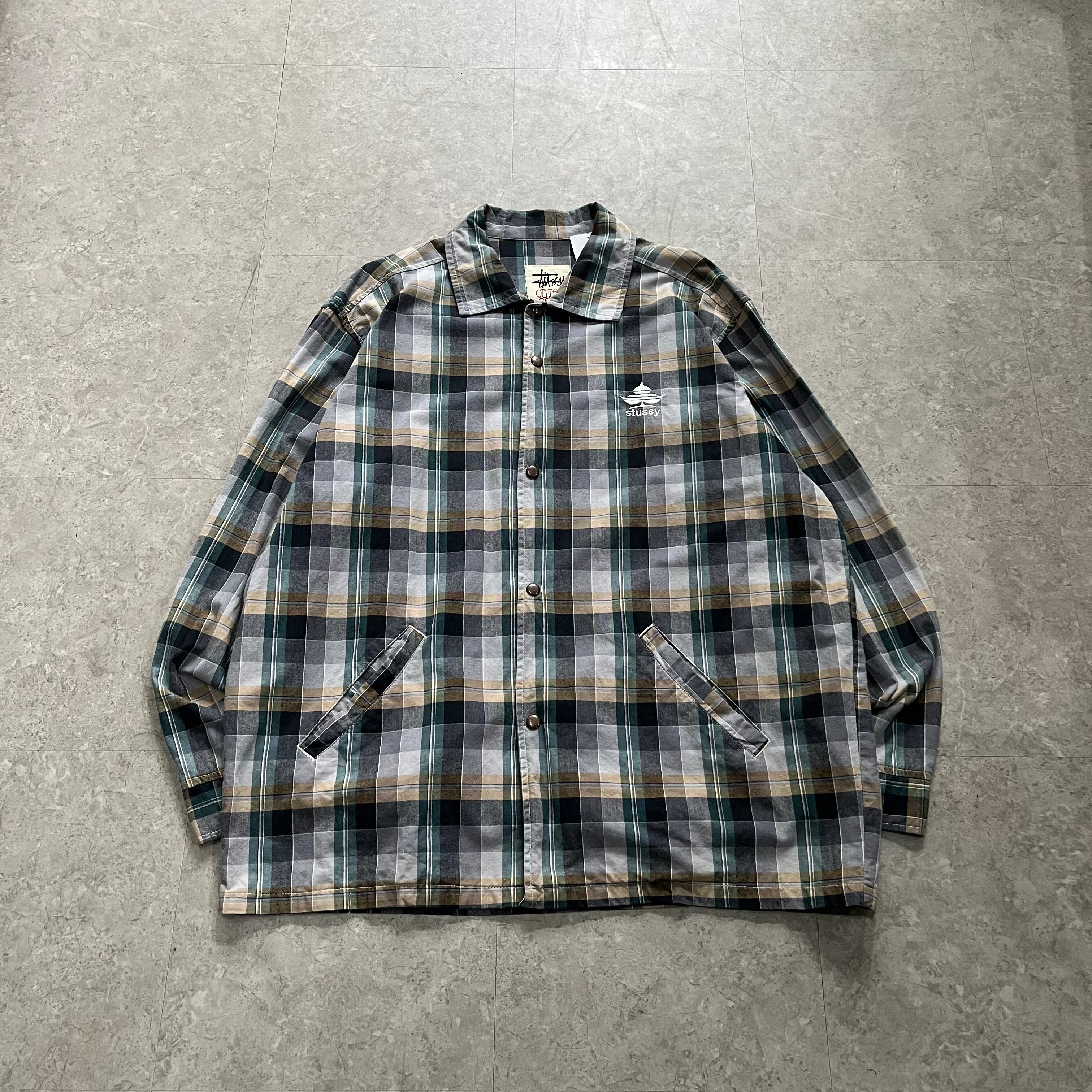 90s old STUSSY check pattern cotton coach jacket【仙台店】
