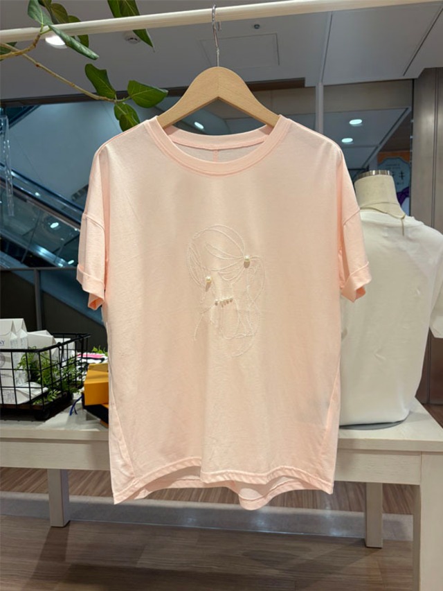 レディ刺繡Tシャツ［Color:ピンク］