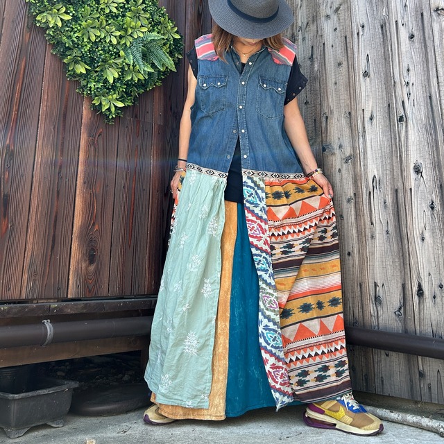 リメイクデニムエスニックジレ