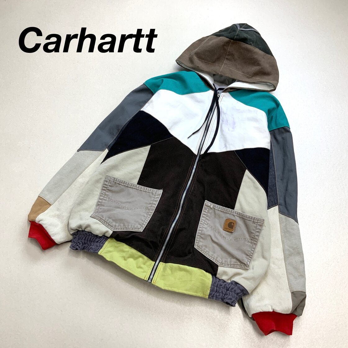 希少 1点モノ Carhartt カーハート ツギハギ ダックパーカー マルチ 