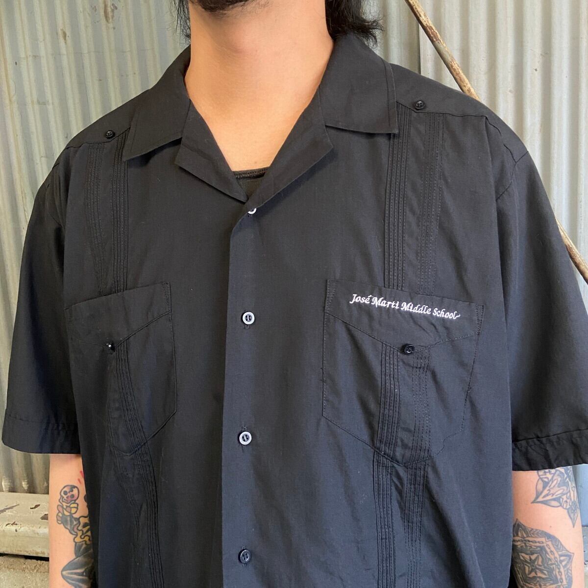 ヴィンテージ 半袖 キューバシャツ 黒 コットン アメカジ ヴィンテージ 半袖 キューバシャツ 黒 コットン アメカジ