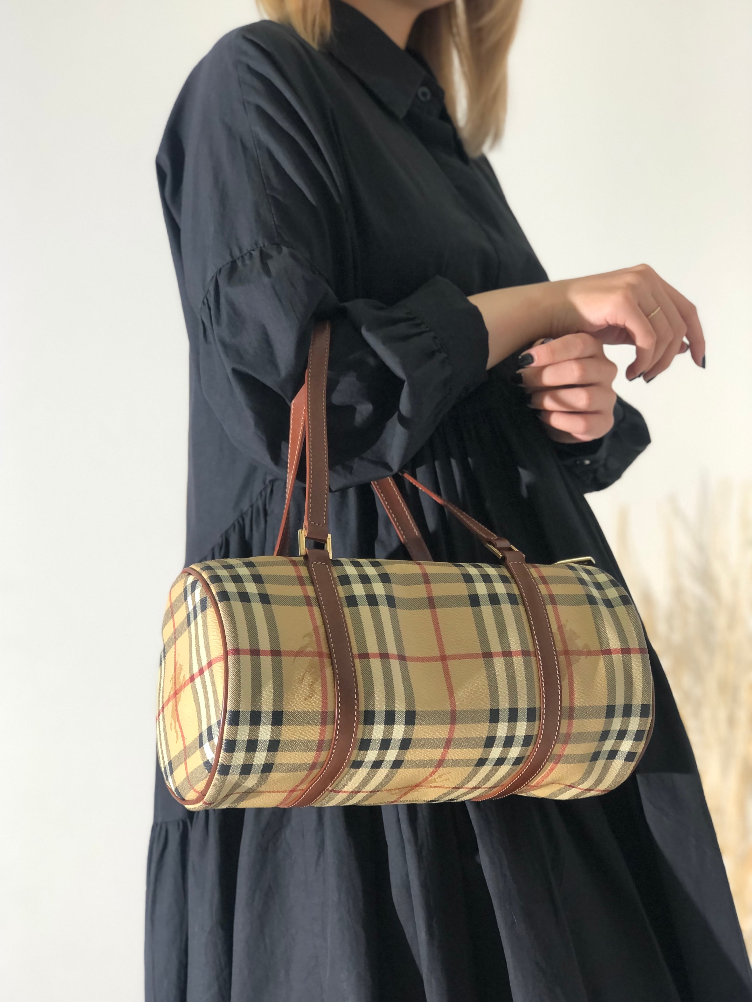 Burberry バーバリー ハンドバッグ ノバチェック トートバッグ キャメル-