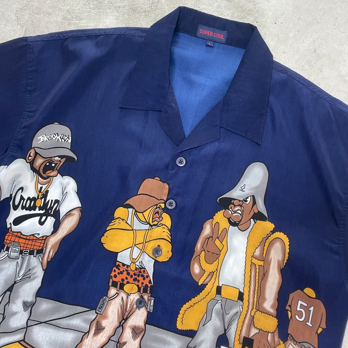 00年代 SUPER COOL オーバープリント ポリエステル HIP-HOPシャツ 