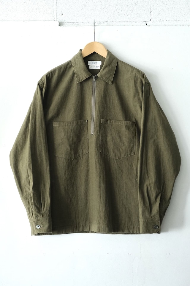 FUJITO Half Zip Shirt　Olive Green,Navy