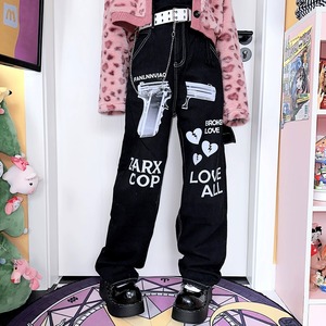 【予約】japanese street style handgun print denim pants