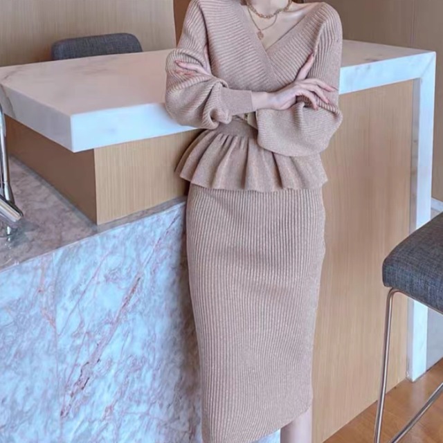 フリルラメニットセットアップ