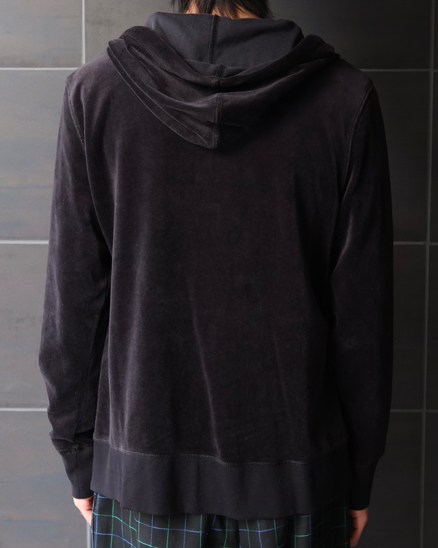 Velour zip-up hoodie