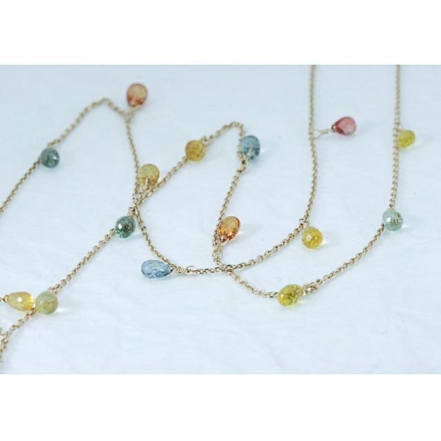 K18マルチサファイヤのネックレス マルチカラー サファイヤのネックレス K18ピンクゴールド