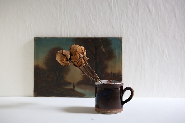 フランス アンティーク キュノワール 『Cul Noir』 マグカップ 口径約8.5cm (水漏れあり) N-06124