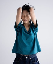 7N&H PRINT V NECK T-SHIRT FOR LADIES［HSC019］