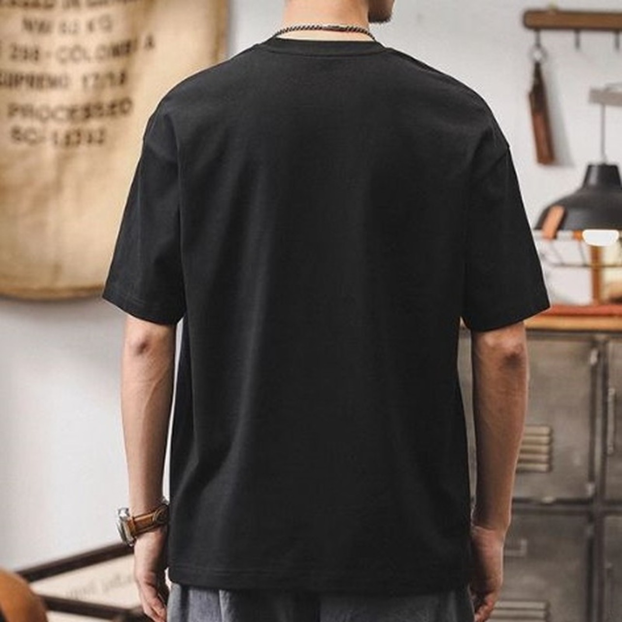 Bicolor Switch Design Short Sleeve Crew Neck T-Shirt ◇H0565