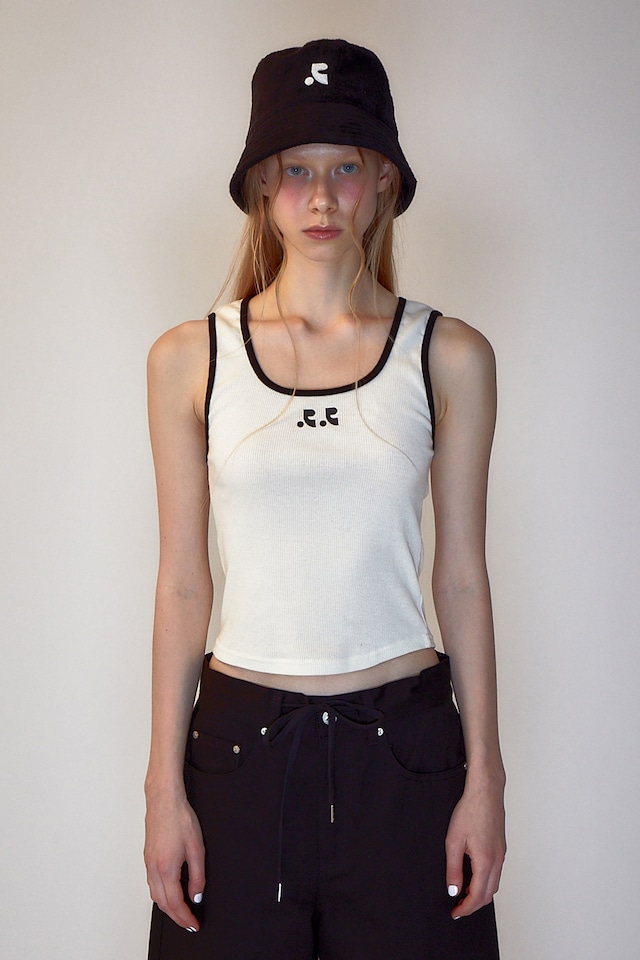 [rest & recreation] RR LOGO SHORT TANK TOP - CREAM 正規韓国ブランド 韓国ファッション 韓国代行 rest recreation レストアンドレクリエーション