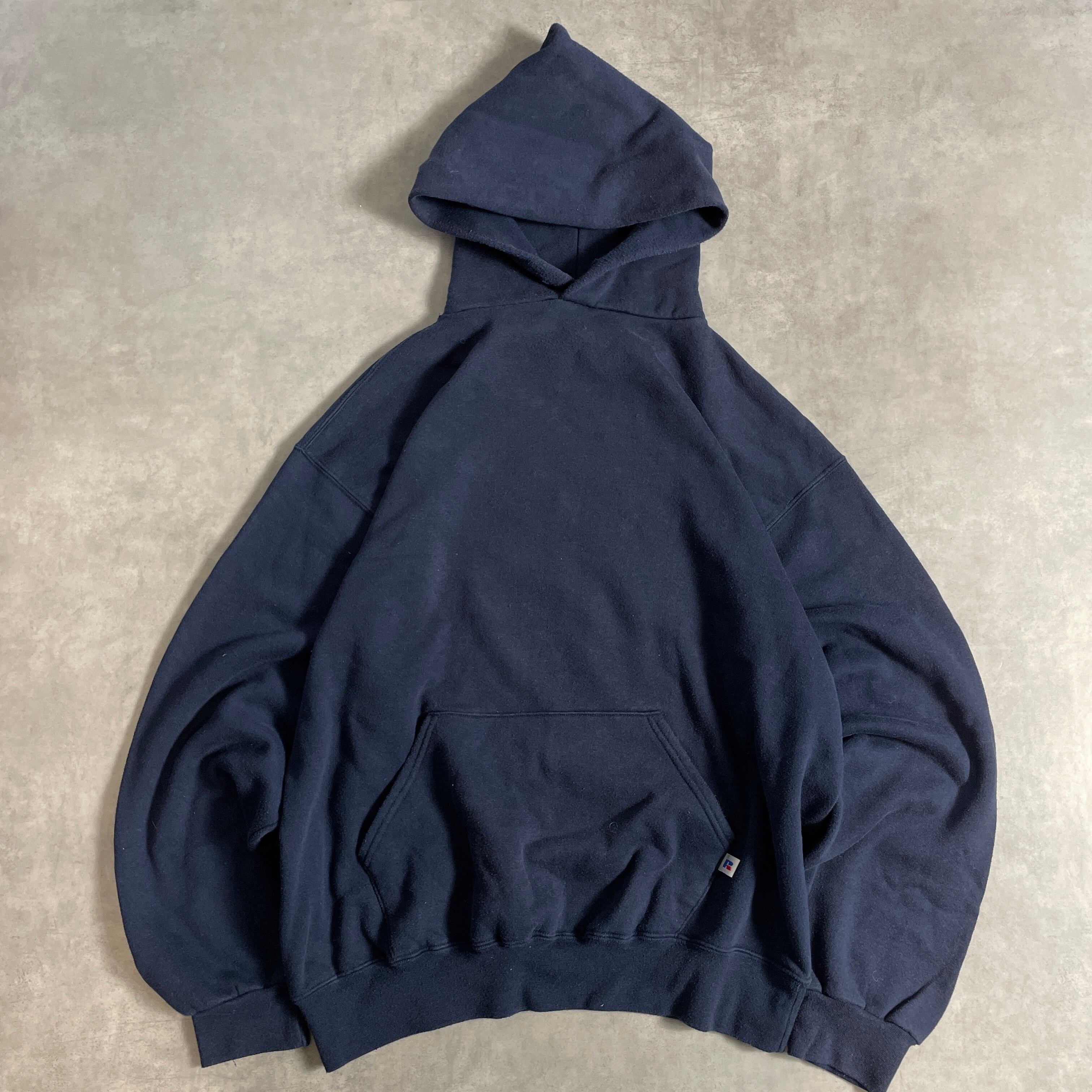 90s-00s RUSSEL ATHLETIC ラッセル 無地 パーカー 紺色 ラッセルアスレチック