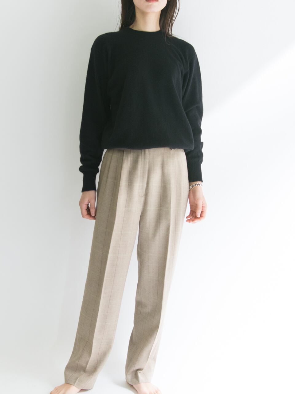 【Made in Scotland】100% pure cashmere crew neck pullover knit（スコットランド製 カシミヤ100%クルーネックニットプルオーバー）
