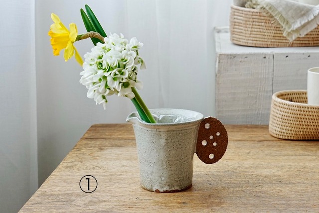 杉本たけ子　花器　こげ茶耳付き