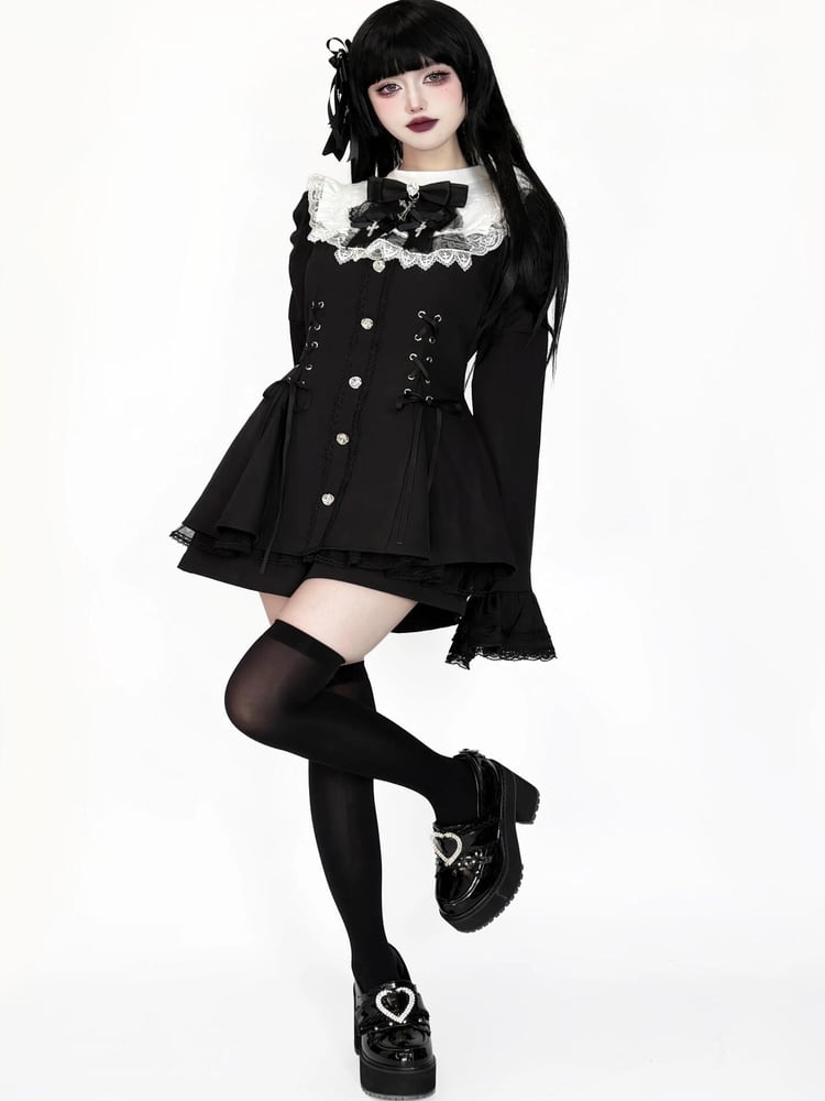 Myurina シスター風ゴシックワンピース×ショートパンツ セットアップ