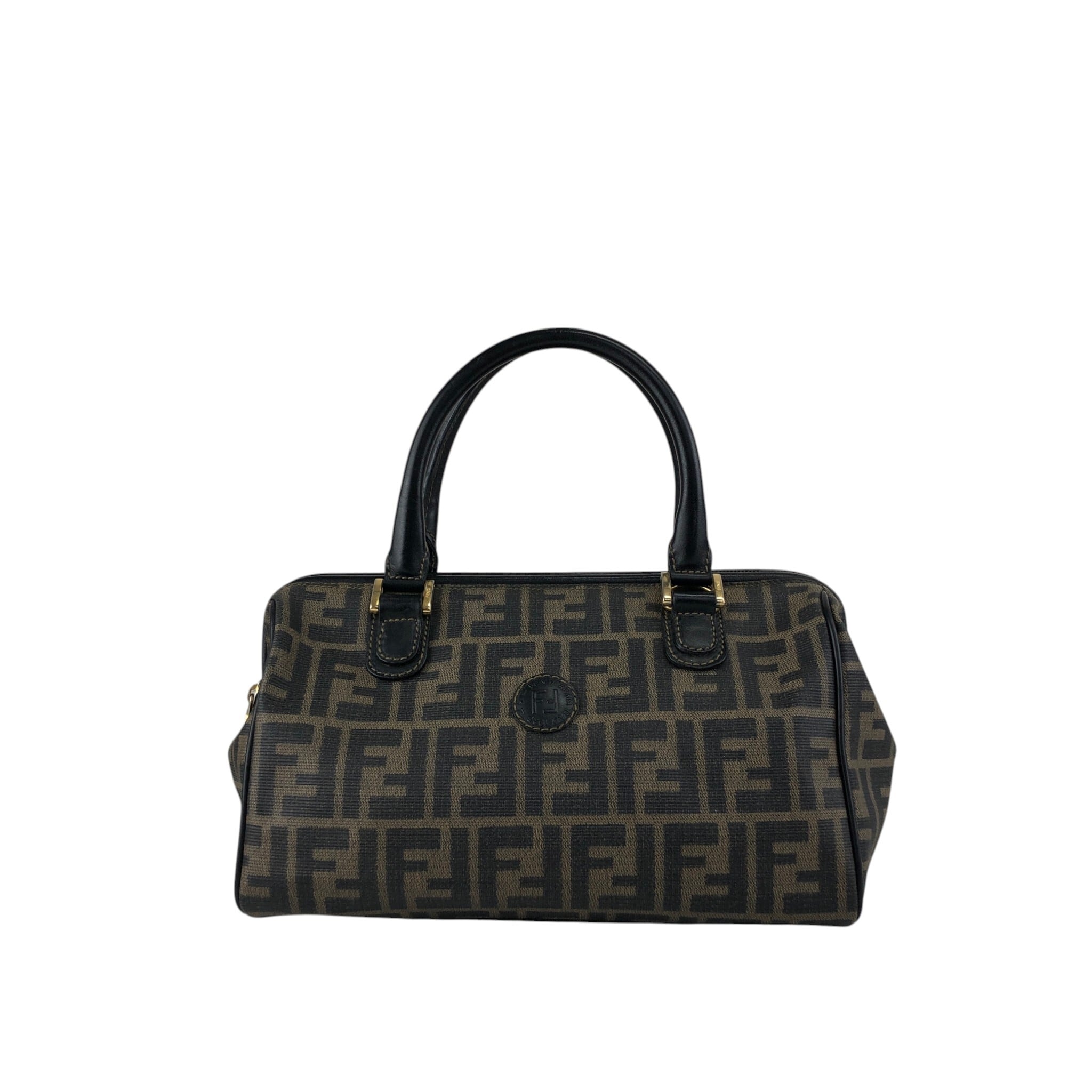 FENDI フェンディ ズッカ ショルダーバッグ ブラック ロゴ PVC レザー
