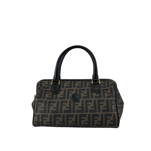 FENDI フェンディ ズッカ ショルダーバッグ ブラック ロゴ PVC レザー ミニボストン vintage ヴィンテージ オールド cf6xpb