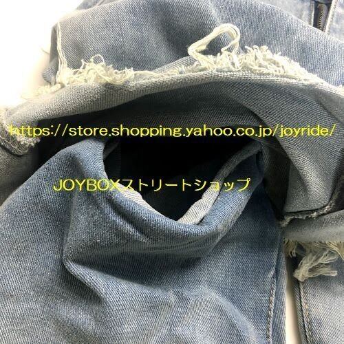 韓国 ストリート系 デニム パンツ ジーンズ 重ね着 切替 リメイク風 
