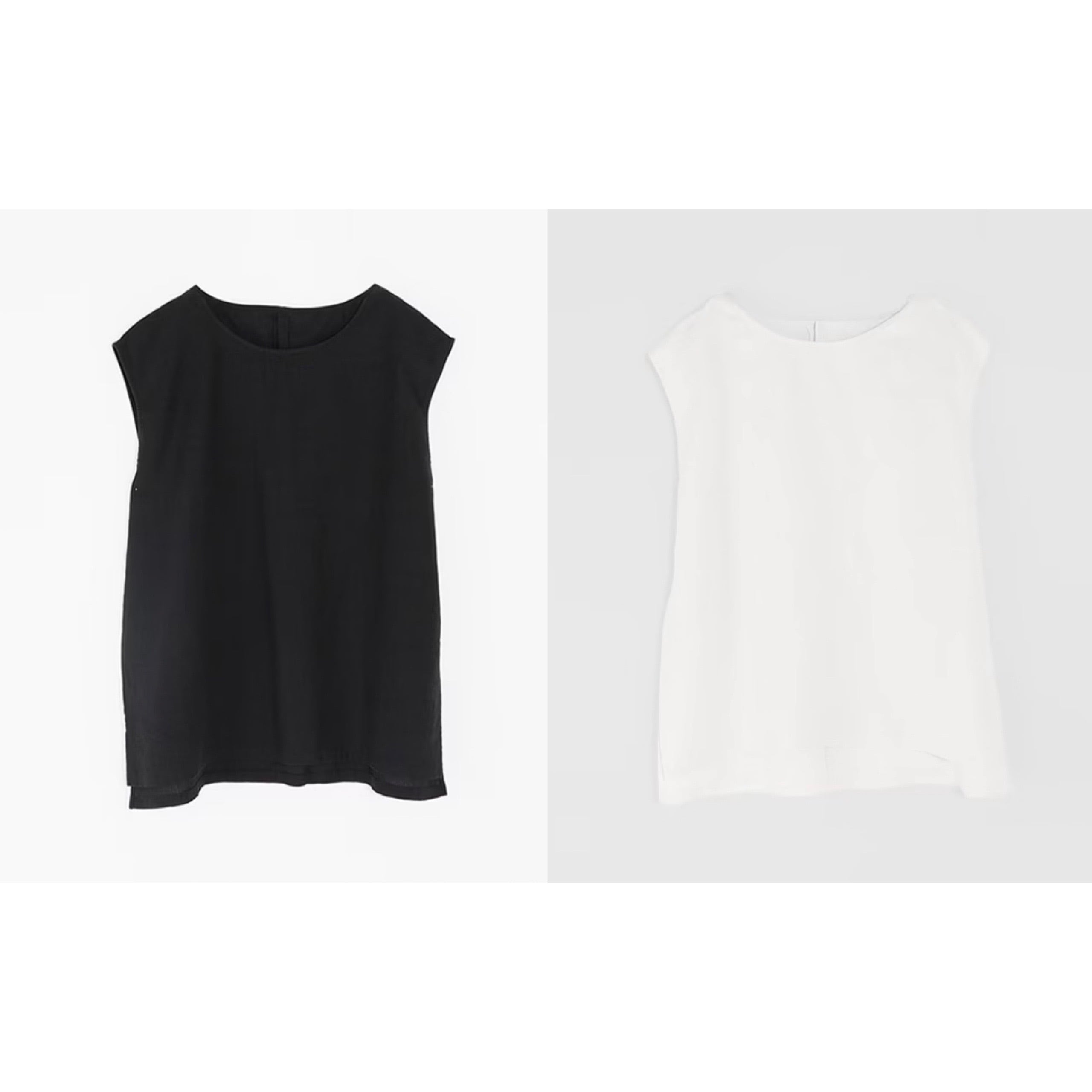 evam eva |water linen sleeveless (white, black)