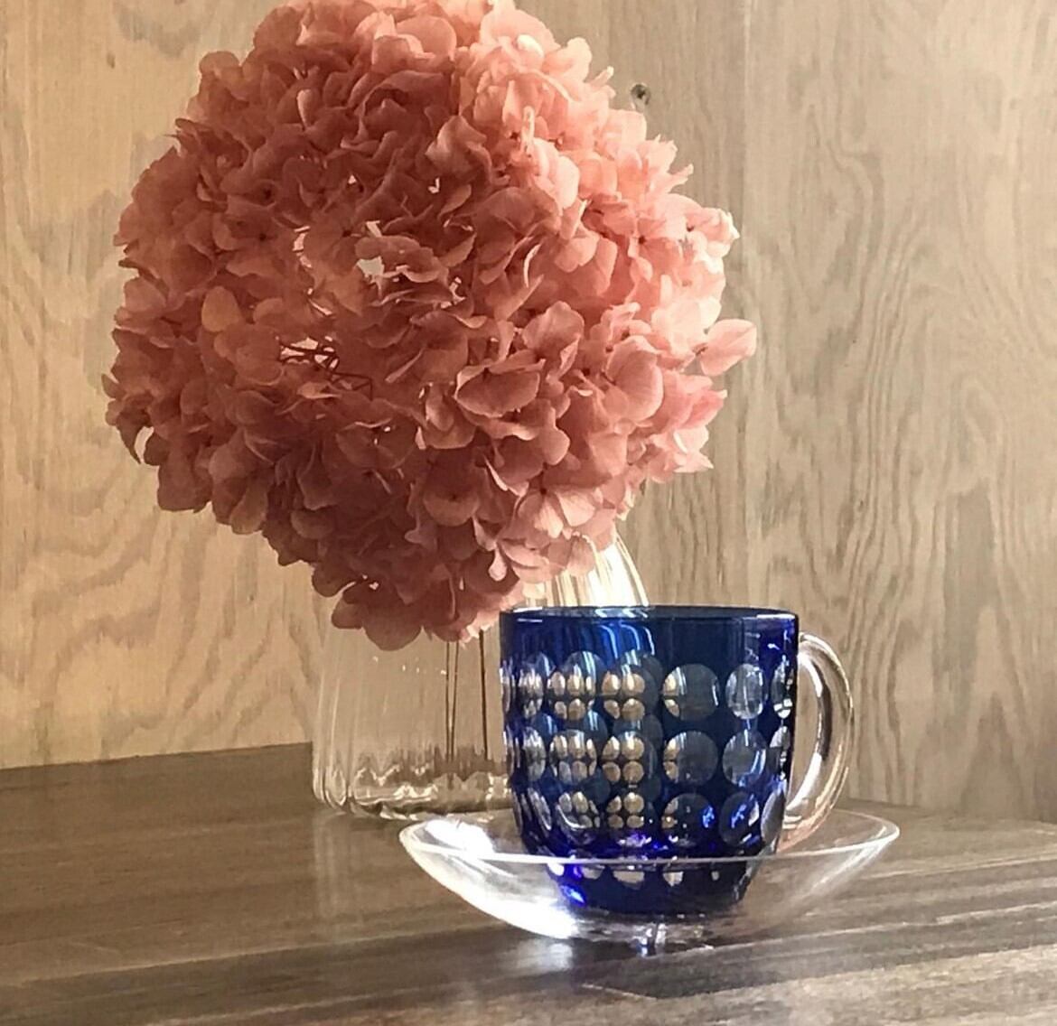 すみだ珈琲オリジナル 江戸切子カップ 玉つなぎ柄 藍 | THE COFFEE HOUSE