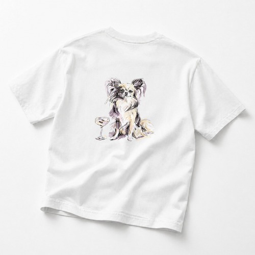 ロングコートチワワ 手書き風イラストTシャツ
